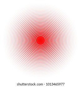 Design element many streak. Isolated bold vector red ring from thin to thick. Pain circle. Symbol throbbing pain. Vector illustration EPS 10 for your medical presentation. Transparent white background