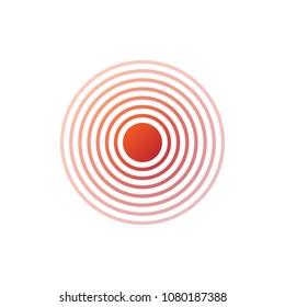Design element many streak. Isolated bold vector red ring from thin to thick. Pain circle. Symbol throbbing pain. Vector stock illustration