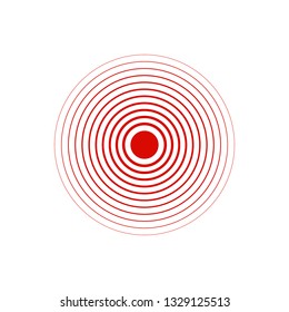 Design element many streak. Isolated bold vector red ring from thin to thick. Pain circle. Symbol throbbing pain. Vector illustration EPS 10 for your medical presentation. Transparent white background