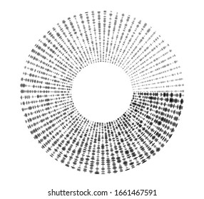 Design element many streak. Isolated bold vector colors & black ring from thin to thick. Radar circle. Symbol monitor airplane . Vector illustration EPS 10 for your tech presentation flyer layout

