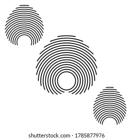 Design element many streak. Isolated bold vector black curve lines  thin to thick. Identification symbol. Vector illustration EPS 10 for your presentation. Transparent white background