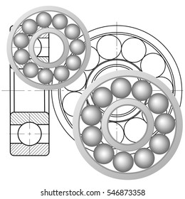 Design element of a mechanical bearing. Vector line icon template.You can use in energy, power, machine, transportation