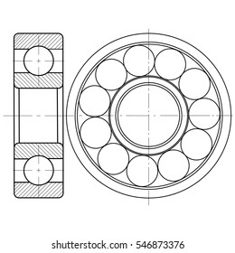 Design element of a mechanical bearing. Vector line icon template.You can use in energy, power, machine, transportation