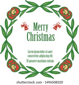 Design element of merry christmas, with wallpaper of colorful flower frame. Vector