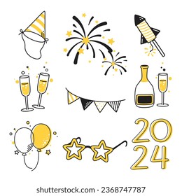 Design element new year festival illustration, Happy new year, design for poster, banner, greeting and new year celebration, Vector illustration