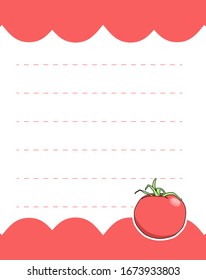 Design element notebook and diary with cute cartoon illustration tomato