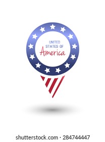 Design element with pin in American flag style