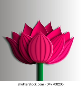 Design element - pink  lotus flower 3D. Use as a template for a card. Vector illustration EPS10.