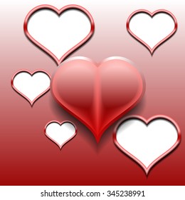 Design element - red 3D heart. You can use as a template, card, cover. Vector illustrations EPS10.