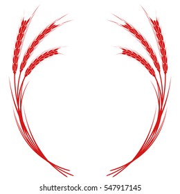 Design element red color - wheaten ear. EPS10 vector.