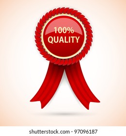 Design element with red lable and ribbon