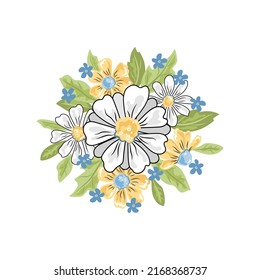 Elemento de diseño con flores de margarita retro. concepto de flor de margarita de 1970. 1970 buenas vibraciones. Ilustración vectorial.