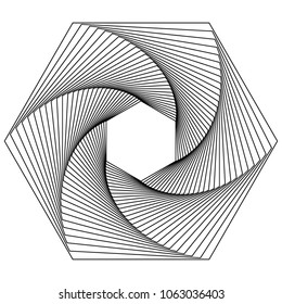 Design element rotation intersection overlay black thin lines forms frame for background presentation. Vector illustration EPS 10 for new product newsletters, technology graphics, report firm