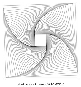 Design element rotation intersection overlay black thin lines forms  frame for background presentation. Vector illustration EPS 10 for new product newsletters, technology graphics, report firm