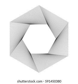 Design element rotation intersection overlay black thin lines forms  frame for background presentation. Vector illustration EPS 10 for new product newsletters, technology graphics, report firm