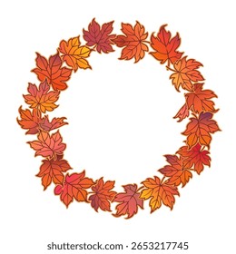 Elemento de diseño, marco redondo de hojas estilizadas de otoño