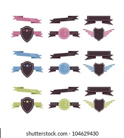 Design Element Set of Coloured Ribbons and Banners