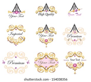 Design element set. Good for label, emblem. File is not flattened with labeled layers. Easy to add.