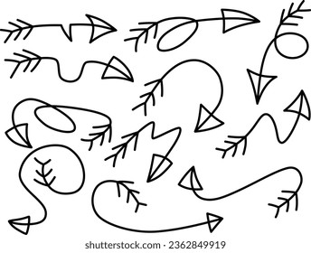 Design Element Set Vector Arrows Hand Drawn Isolated on White Background