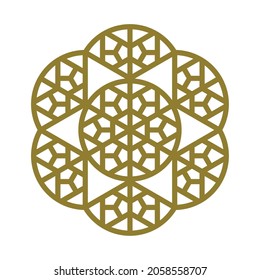 Elemento de diseño en forma de flor geométrica. El tradicional Kumiko artesano japonés.