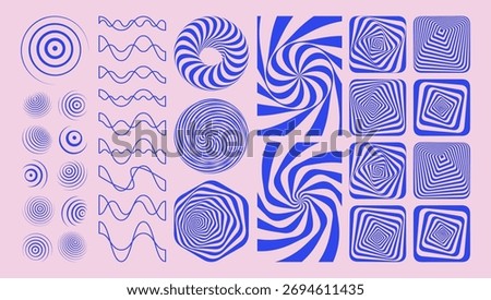 Design element. Sound waves set. Striped circular figure. Optical illusion. Torus. 3d vector illustration.