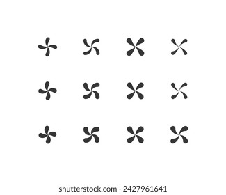 Design element with spiral. Swirl element. Set of 12 geometric scroll emblem. Modern linear design shape.