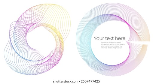 Design element spirals, wave Lines, circle for Beauty, Spa, Wellness, Relaxation, Cosmetics, Skincare. Background made of Circular Dots, Lines, and Spirals. Patterns branding Frame border