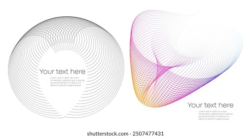 Design element spirals, wave Lines, circle for Beauty, Spa, Wellness, Relaxation, Cosmetics, Skincare. Background made of Circular Dots, Lines, and Spirals. Patterns branding Frame border