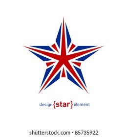 The Design element star with United Kingdom flag colors