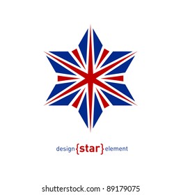 The Design element star with United Kingdom flag colors