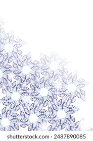 Designelement mit Sternen. Schneeflocken Hintergrund. Monochrome Farbverlauf blaue Spiralen krümmen sich auf weißem Hintergrund. Schmelzende optische Täuschung. Zum Bedrucken verschiedener Designprojekte, Karten, Poster