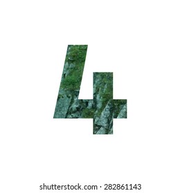  Design element with Stones with moss rocks. Vector logotype template. Double exposure texture mountain with number. Modern stylish logo. Stylized number 4. logo design  cut out . Picture for printed