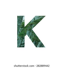  Design element with Stones with moss rocks. Vector logotype template. Double exposure texture mountain with letter. Modern stylish logo. Stylized letter K. logo design  cut out . Picture for printed