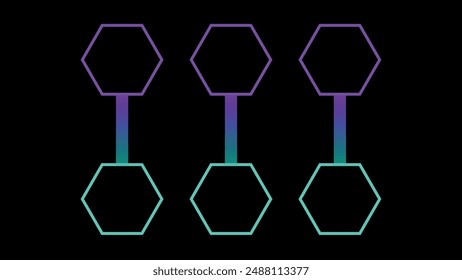 Design element, template for presentation, infographic, layout, mockup, banner. Polygons purple and tourquese. Excellent solution for designers, marketing, advertising. Neon style, sci-fi, cyberpunk
