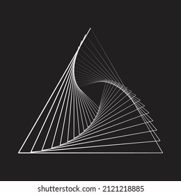 
Design element triangle curved line geometric white color shape isolated on black background