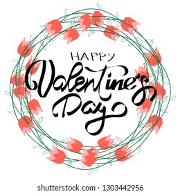  Design element for Valentines day .Vector illustration, Wallpaper, Flyers, invitation, poster, banner, brochre.Happy valentines day. Wreath for happy valentines day
