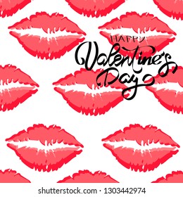  Design element for Valentines day.Vector illustration, Wallpaper, Flyers, invitation, poster, banner, brochre .Happy valentines day. Pink kisses seamless pattern background. world kiss day.