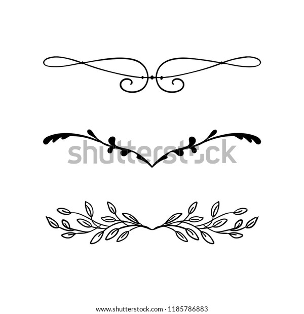 design\
element vector, beautiful fancy curls and swirls divider or\
underline design with ivy vines and leaves in black ink lines. Can\
be placed on any color. Wedding design\
element.