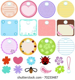 Design element vector of blank Labels, pastel Tags with cartoon. A set of cute and colorful icon collection isolated on white background