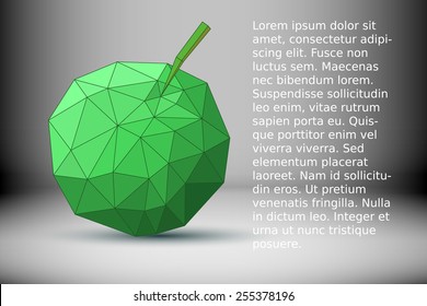 Design element.  Vector low poly green apple 