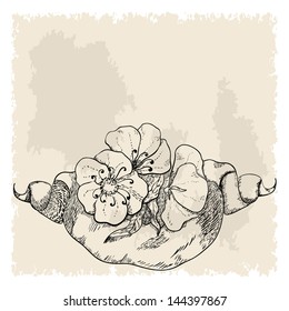 design element vignette pen and ink in a retro style