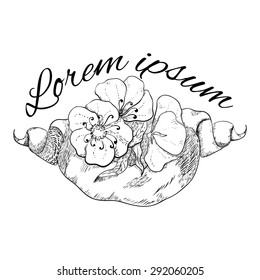 design element vignette pen and ink in a retro style