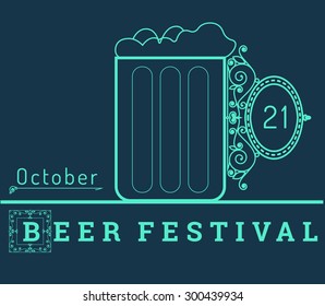 Design Element in Vintage Style for Logotype, Label, Badge, signboard Template typographic posters beer festival.