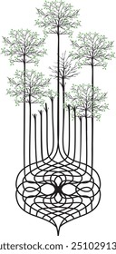 design element vintage trees in black