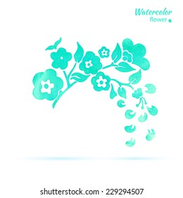 Design element - watercolor stylized cherry blossom. vector illustration.