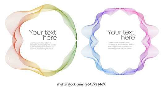 Design Element Wave Lines Guilloche curve line Background circle for certificates, diplomas, protective document layers. Pattern branding Frame border - Cosmetics, Skincare, Beauty, Spa, Wellness