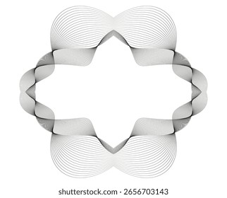 Design Element Wave Lines Guilloche curve line Background circle for Pattern branding Frame border fluid gradient, protective document layers. Simbol, object. Tech data