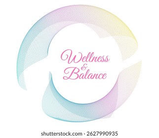 Design element wave lines, spiral geometric. Elegant abstract design for yoga, meditation, and inner peace concepts. Ideal for wellness branding, holistic visuals, and healthy lifestyle campaigns