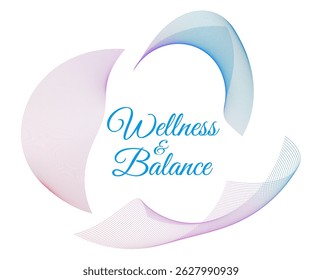 Design element wave lines, spiral geometric. Elegant abstract design for yoga, meditation, and inner peace concepts. Ideal for wellness branding, holistic visuals, and healthy lifestyle campaigns