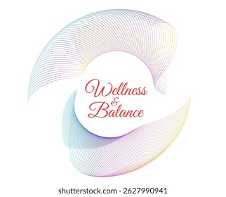 Design element wave lines, spiral geometric. Elegant abstract design for yoga, meditation, and inner peace concepts. Ideal for wellness branding, holistic visuals, and healthy lifestyle campaigns